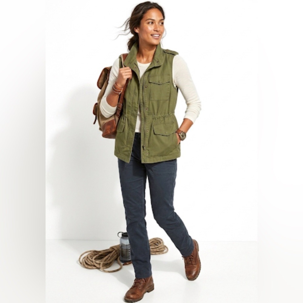 J.Crew‎ Downtown Field Vest Olive Green Cotton Utility Jacket C8601 Small